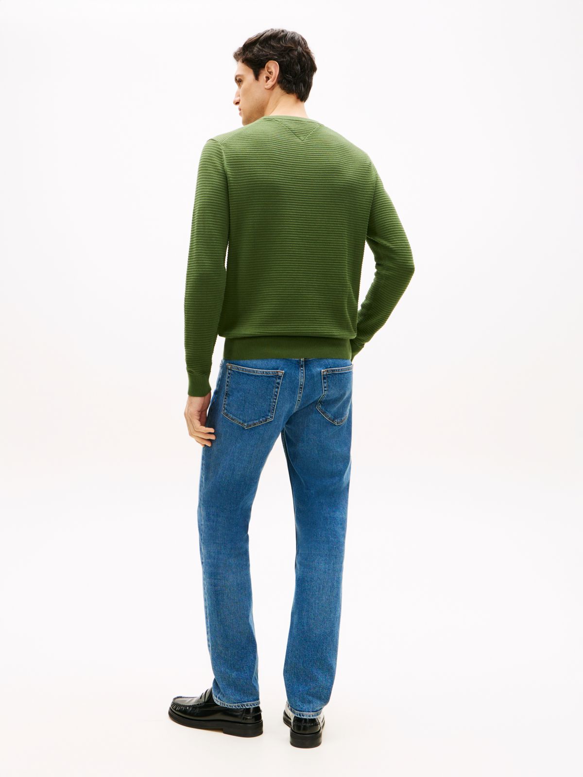 Textured Knit Crew Neck Jumper — Green
