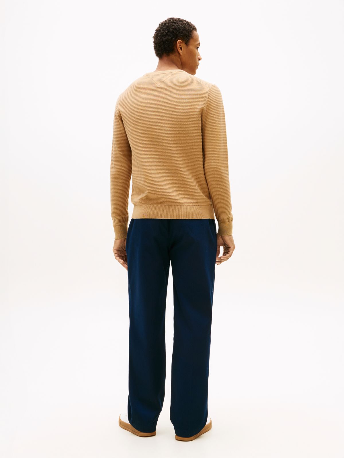 Textured Knit Crew Neck Jumper — Khaki