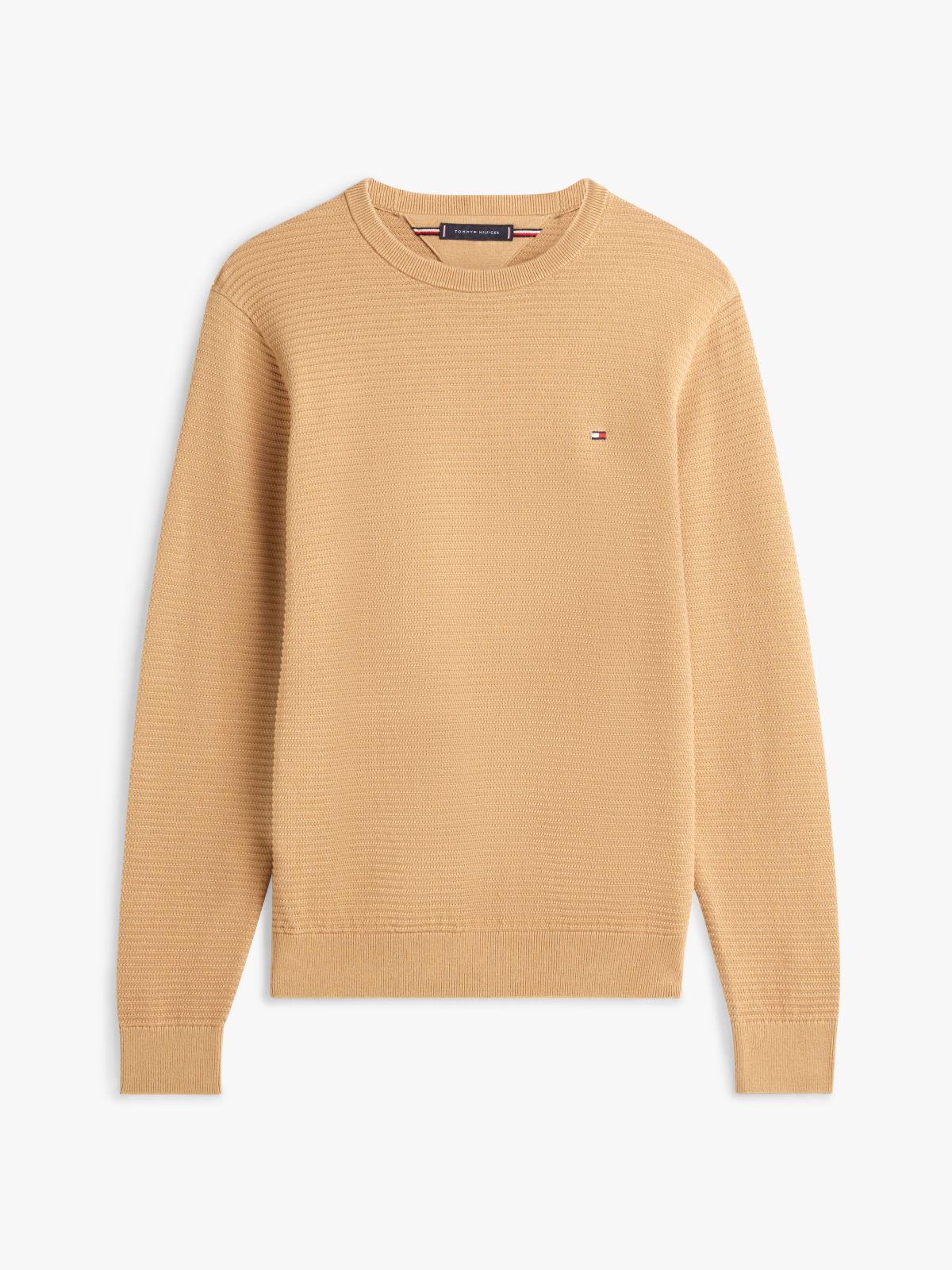 Textured Knit Crew Neck Jumper — Khaki