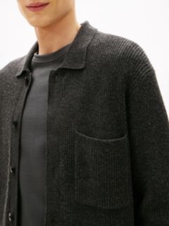 Fisherman Rib-Knit Coach Jacket With Wool — Grey 2
