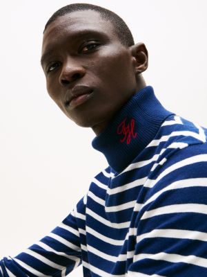 blue the runway collection turtleneck jumper with cashmere for men tommy hilfiger