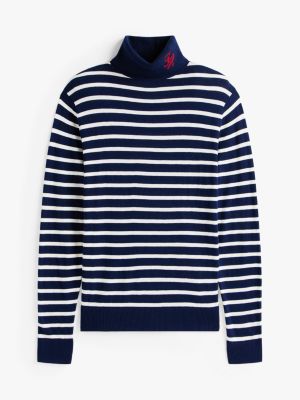 blue the runway collection turtleneck jumper with cashmere for men tommy hilfiger