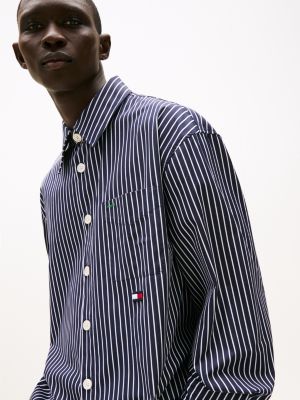 purple the runway collection oversized stripe shirt for men tommy hilfiger