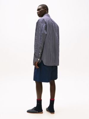 purple the runway collection oversized stripe shirt for men tommy hilfiger