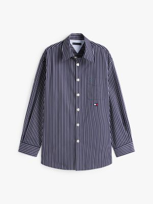 purple the runway collection oversized stripe shirt for men tommy hilfiger