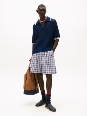 blue the runway collection regular mesh polo shirt for men tommy hilfiger