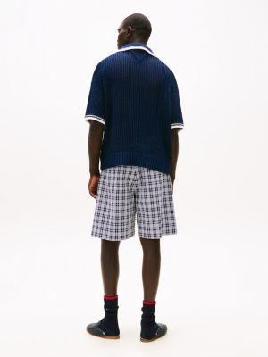 blue the runway collection regular mesh polo shirt for men tommy hilfiger