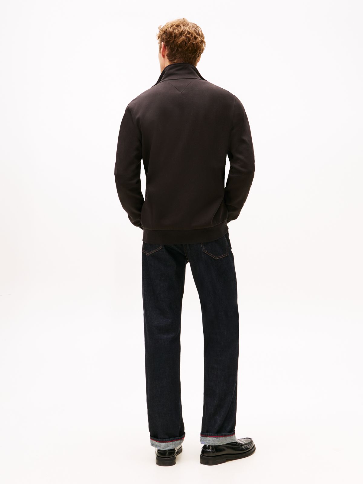 Intechno Knit Flag Embroidery Zip-Thru Jumper — Black