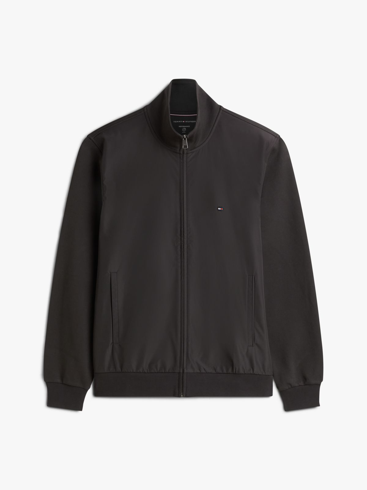 Intechno Knit Flag Embroidery Zip-Thru Jumper — Black
