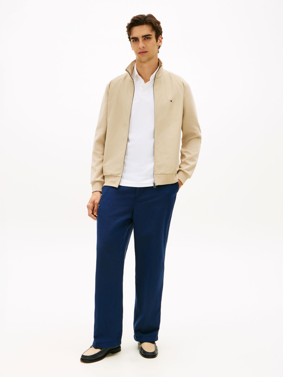 Intechno Knit Flag Embroidery Zip-Thru Jumper — Khaki