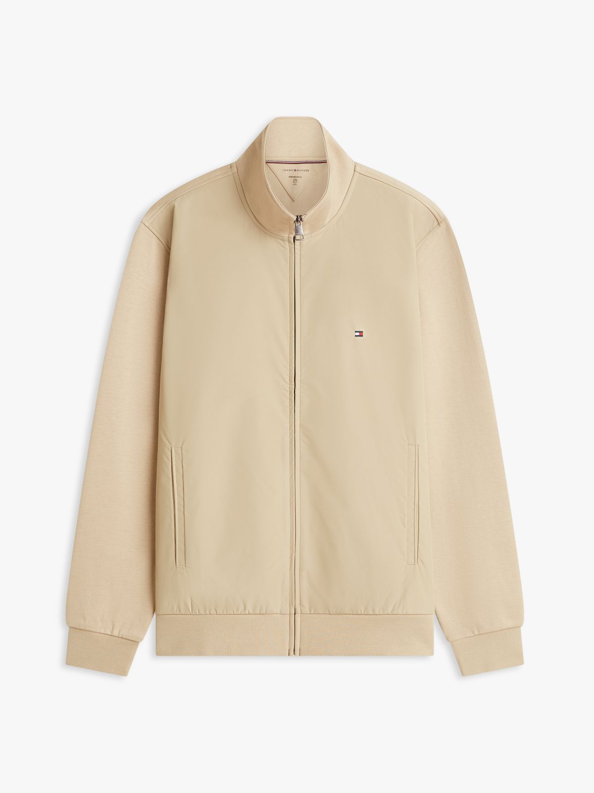 Intechno Knit Flag Embroidery Zip-Thru Jumper — Khaki