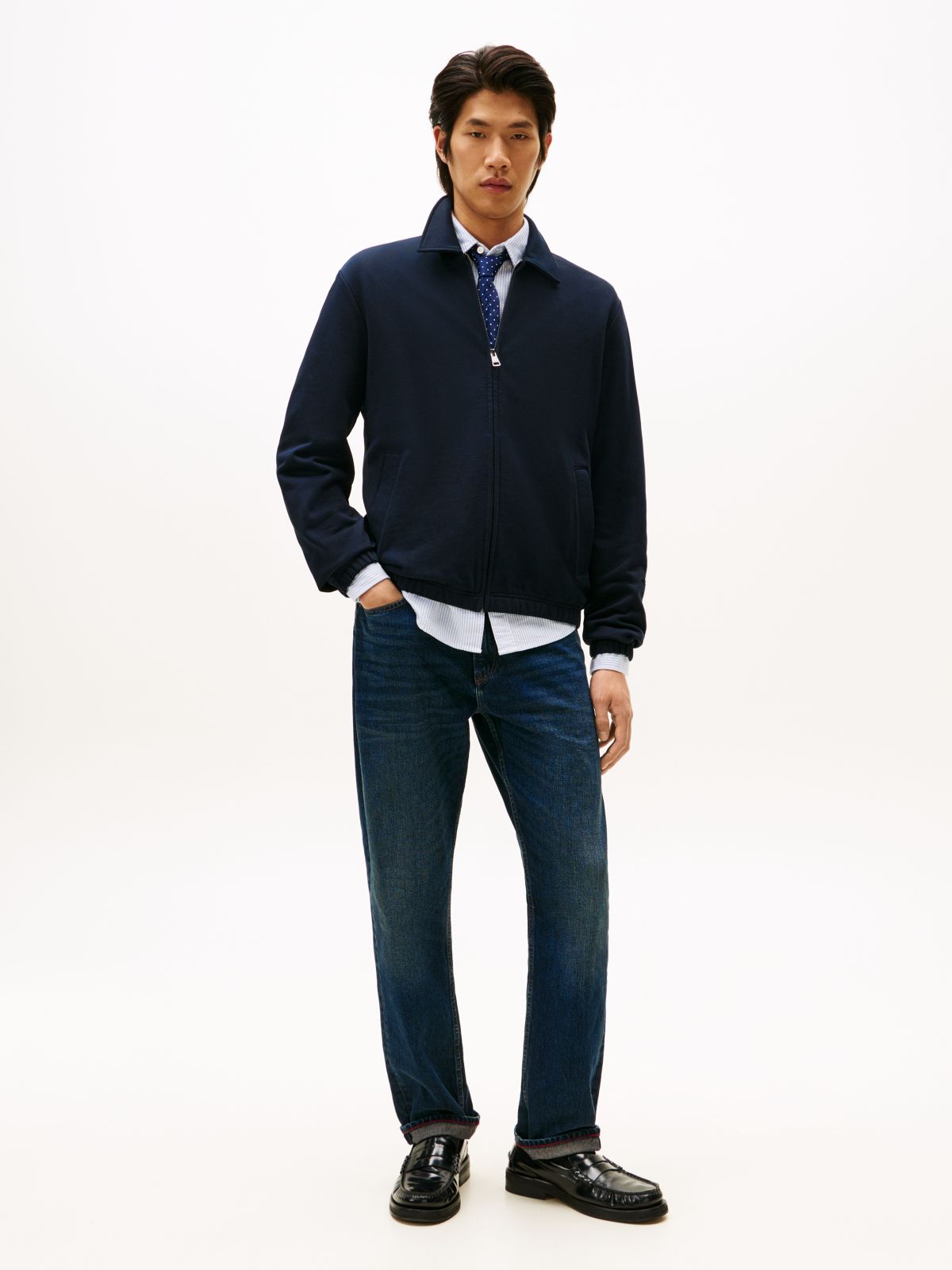 Flag Embroidery Terry Ivy Jacket — Blue