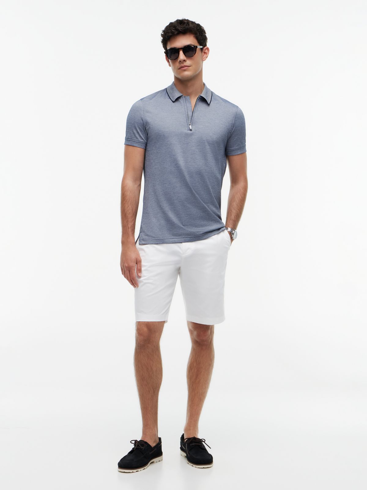 New York Label Performance Regular Fit Polo Shirt — Blue