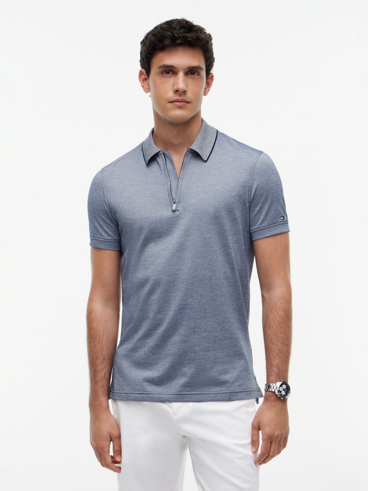 New York Label Performance Regular Fit Polo Shirt — Blue