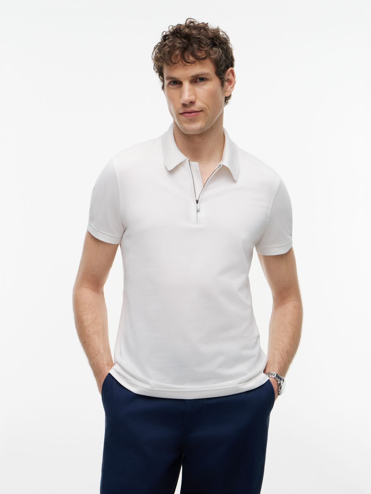 New York Label Performance Regular Fit Polo Shirt — White