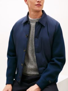 Smart Casual Mixed Texture Relaxed Jacket — Blue 2