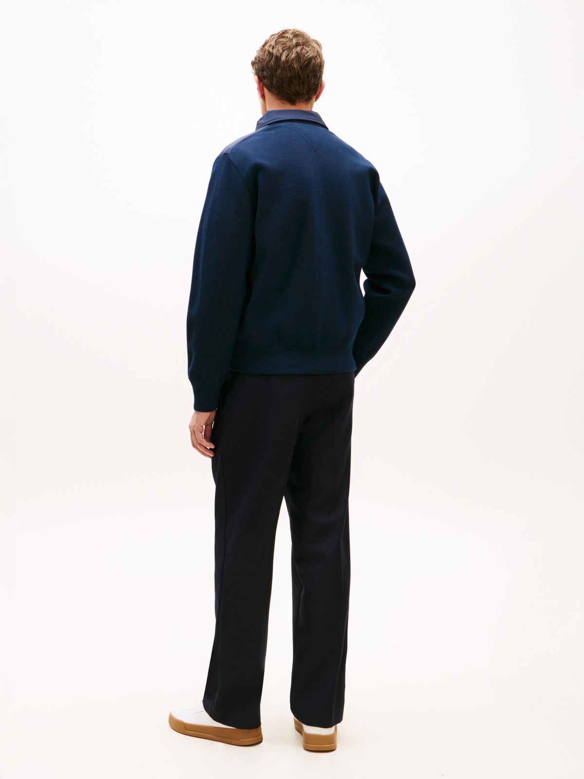 Smart Casual Mixed Texture Relaxed Jacket — Blue