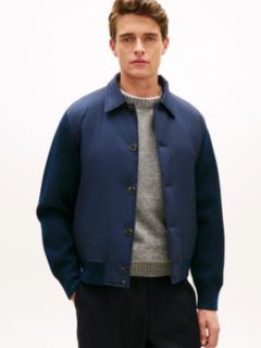 Smart Casual Mixed Texture Relaxed Jacket — Blue 1
