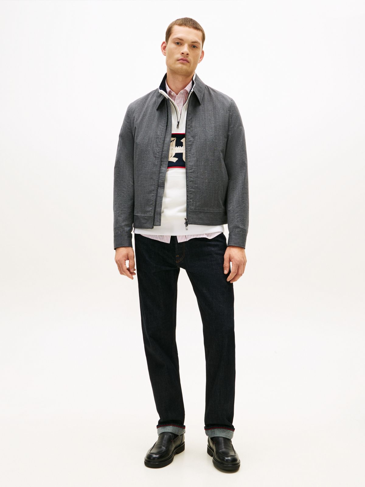 Smart Casual Wool Blend Zip-Thru Jacket — Grey