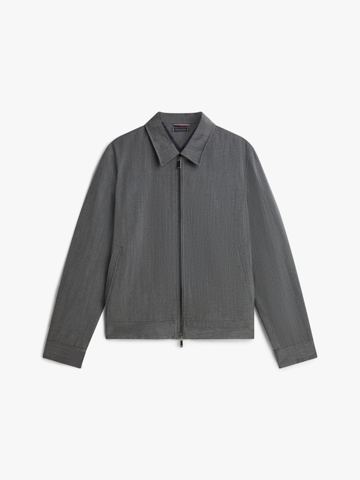Smart Casual Wool Blend Zip-Thru Jacket — Grey