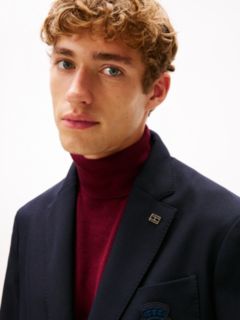 TH Crest Patch Regular Fit Wool Blazer — Blue 2