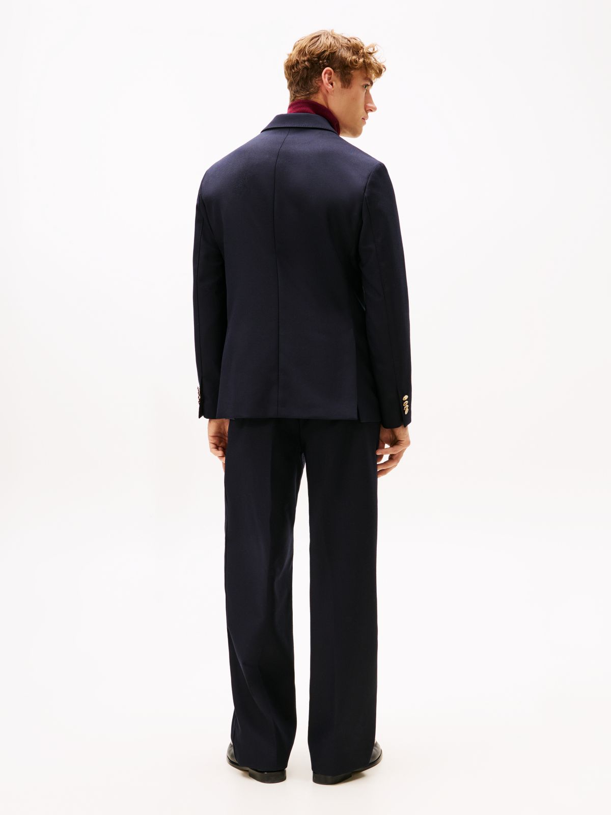 TH Crest Patch Regular Fit Wool Blazer — Blue