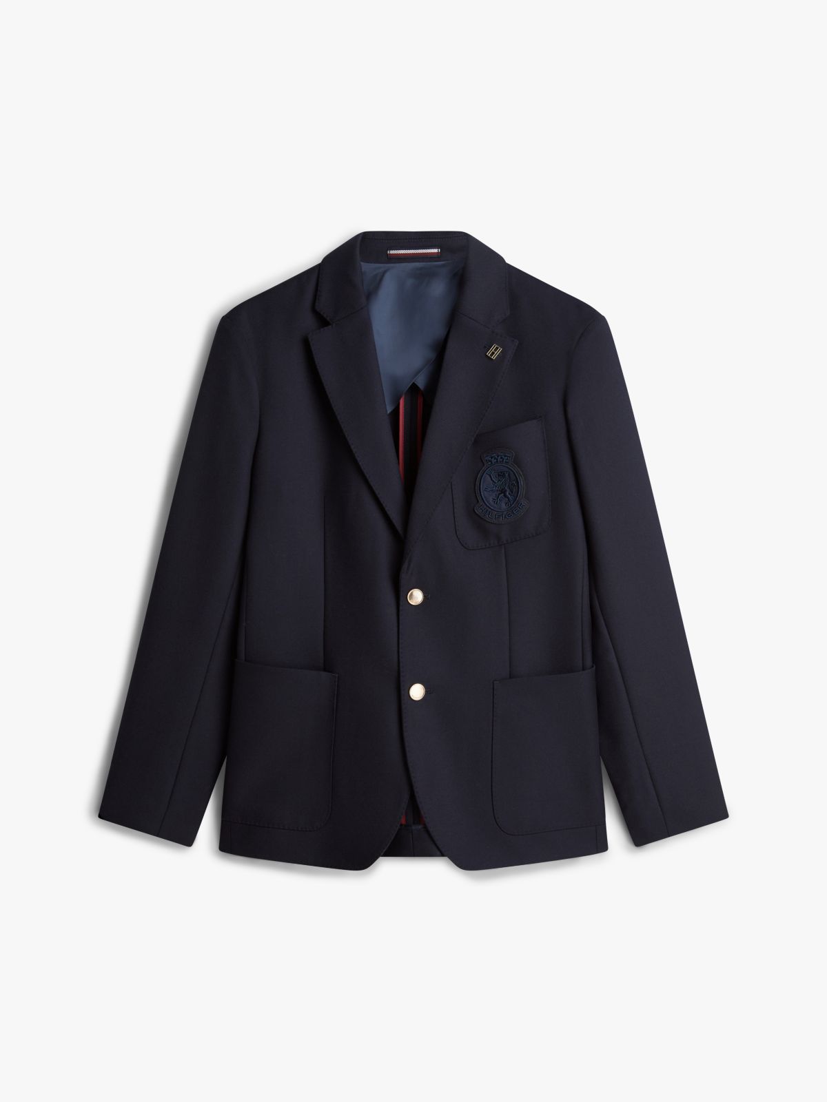 TH Crest Patch Regular Fit Wool Blazer — Blue