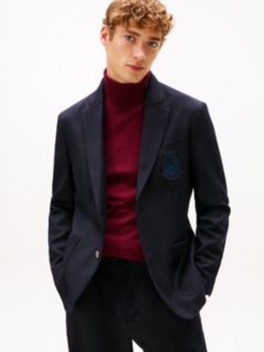 TH Crest Patch Regular Fit Wool Blazer — Blue 1