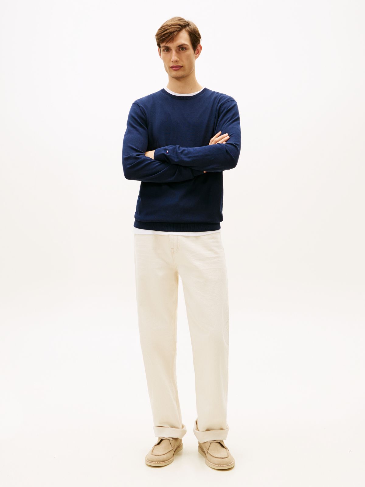 New York Label Crew Neck Jumper — Blue