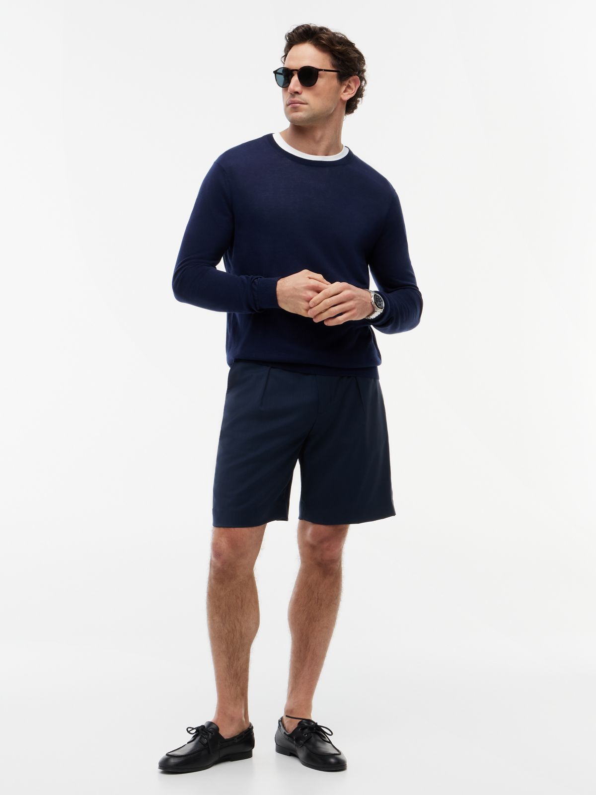 New York Label Crew Neck Jumper — Blue