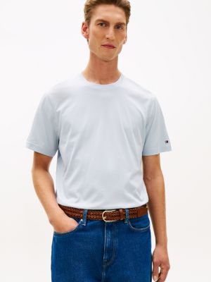 blue smart casual crew neck t-shirt for men tommy hilfiger