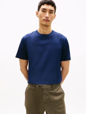 blue smart casual crew neck t-shirt for men tommy hilfiger