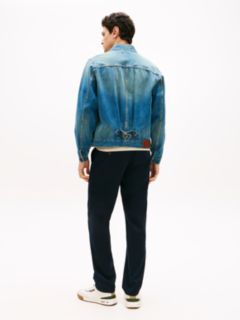 Cinch Back Denim Trucker Jacket — Blue 4