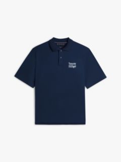 Oversized Fit Back Logo Polo Shirt — Blue 5