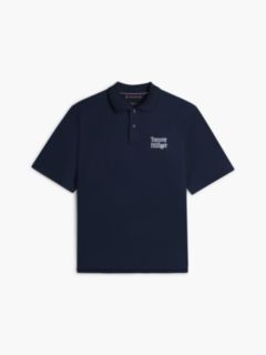 Oversized Fit Back Logo Polo Shirt — Blue 6