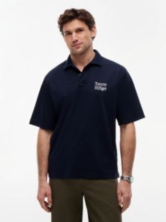 Oversized Fit Back Logo Polo Shirt — Blue 1