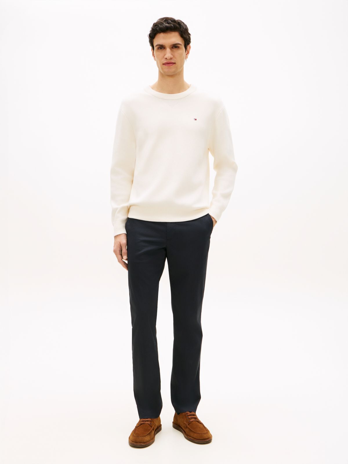 Denton Slim Straight Micro Print Chinos — Blue