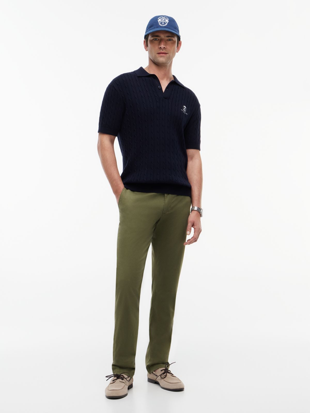 Denton Slim Straight Micro Print Chinos — Green