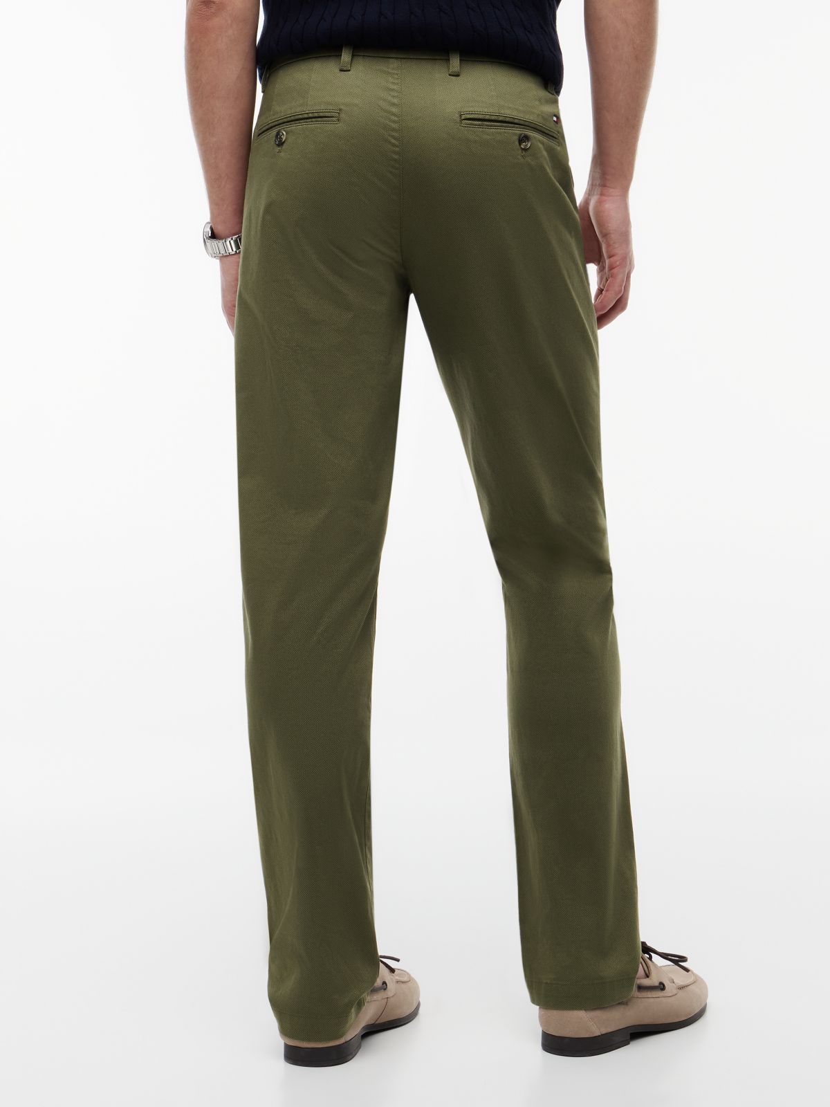 Denton Slim Straight Micro Print Chinos — Green