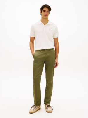 pantaloni chino denton dritti con micromotivo green da uomini tommy hilfiger