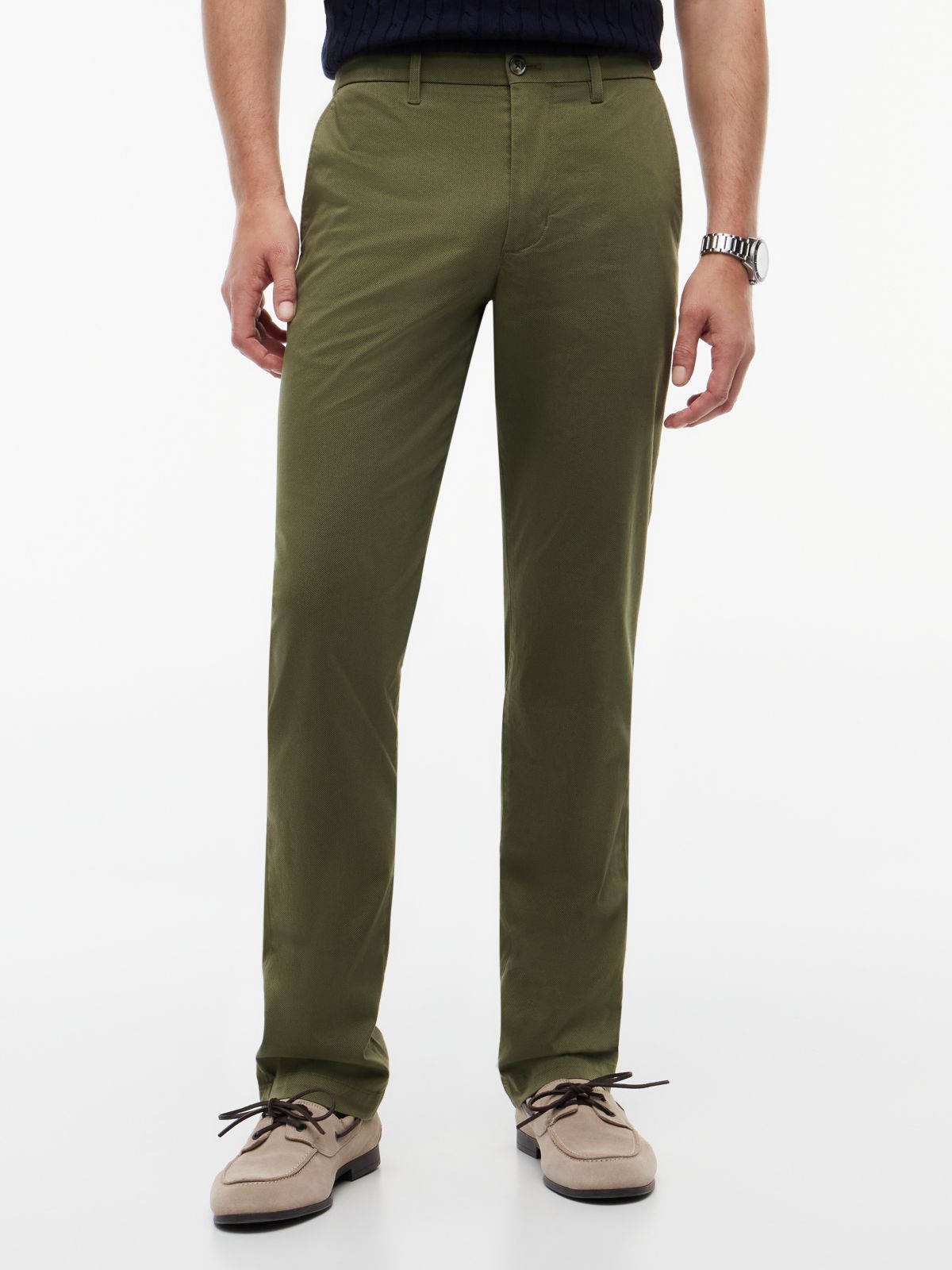 Denton Slim Straight Micro Print Chinos — Green