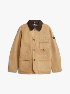 khaki gewachste relaxed fit barn-jacke für herren - tommy hilfiger