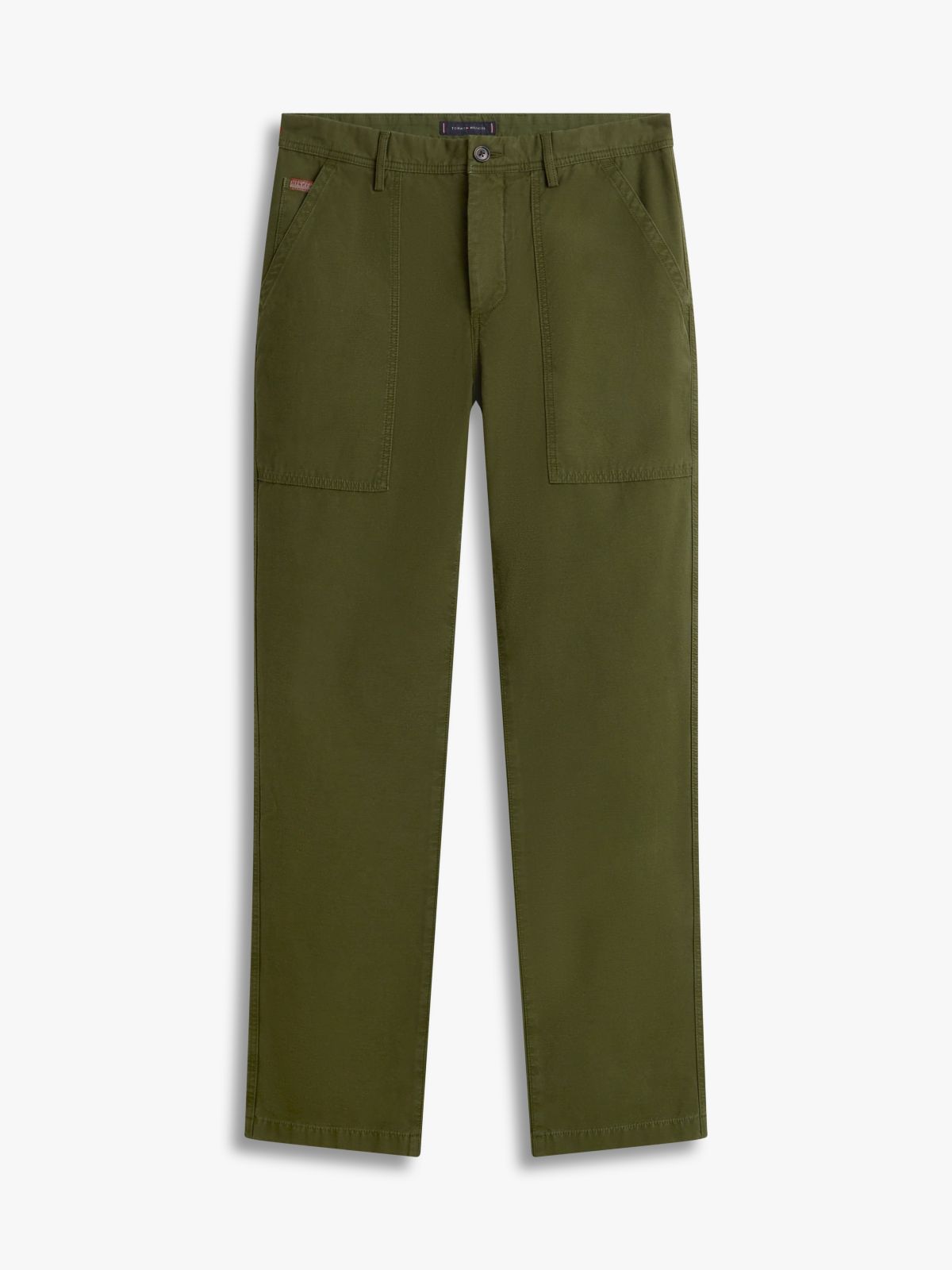 Washed Textured Sateen Utility Trousers — Green