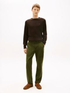 Washed Textured Sateen Utility Trousers — Green 1