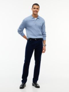 Cable Knit Polo Jumper — Blue 2