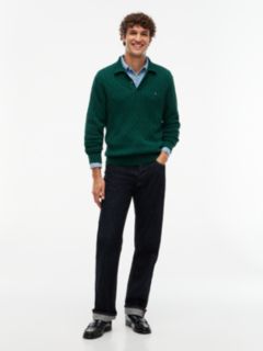 Cable Knit Polo Jumper — Green 2
