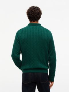 Cable Knit Polo Jumper — Green 6