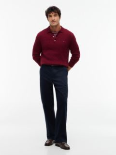 Cable Knit Polo Jumper — Purple 2