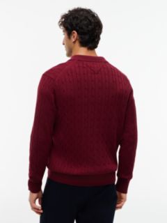 Cable Knit Polo Jumper — Purple 4