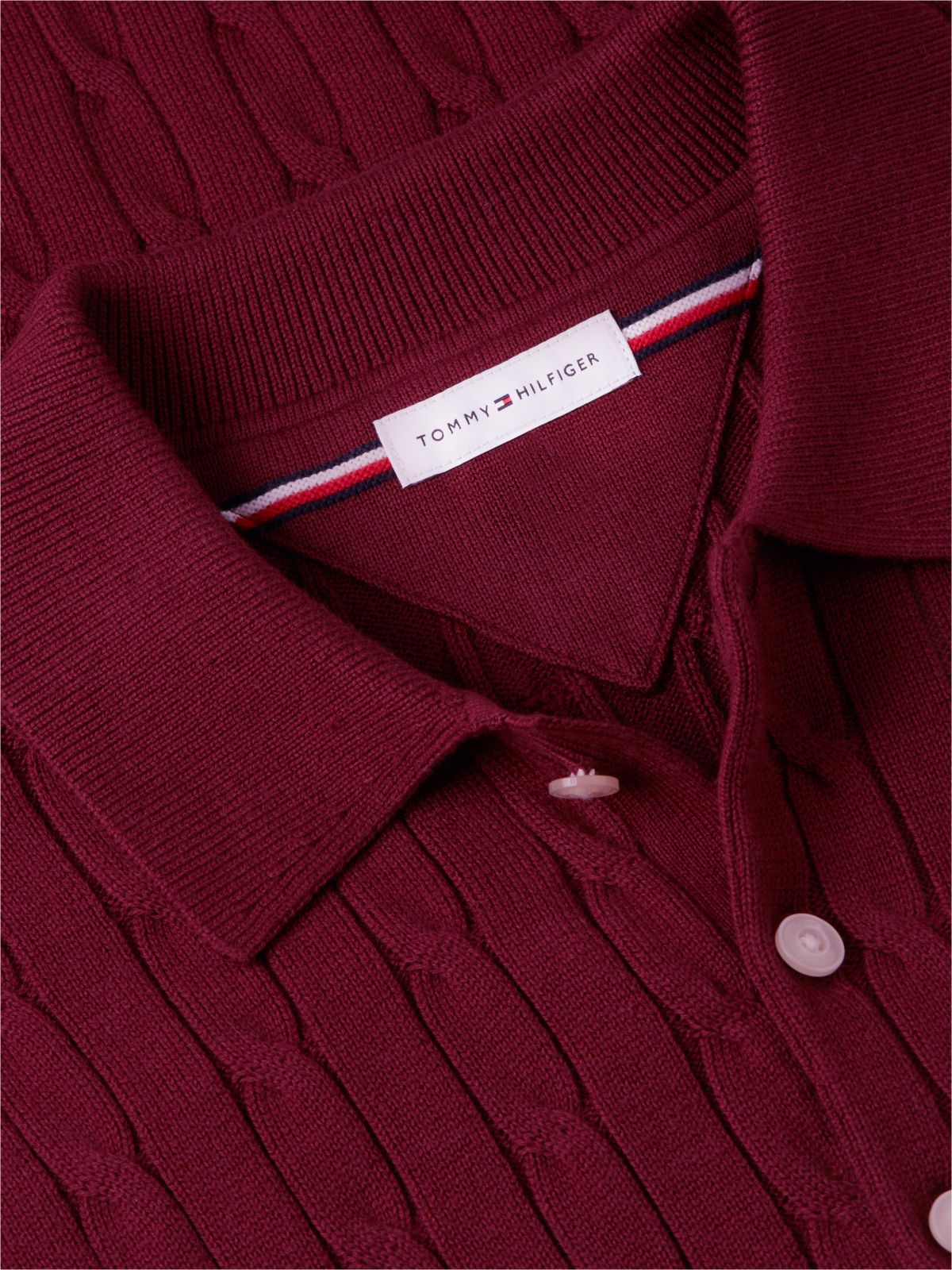 Cable Knit Polo Jumper — Purple